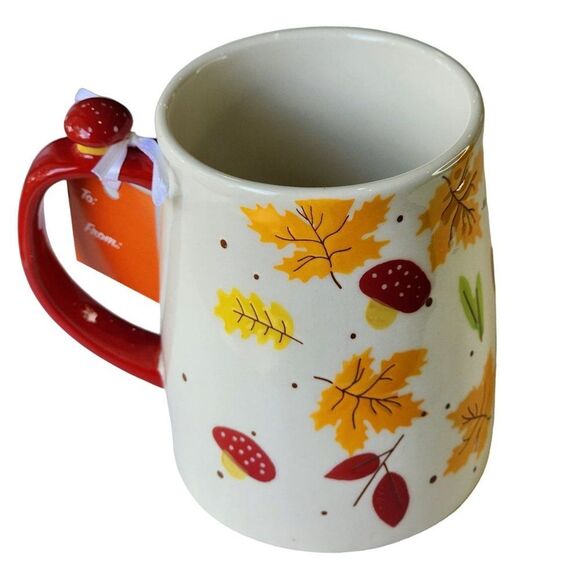 Lang Autumnal Ceramic Coffee Mug Set of 2 Mushrooms And Leaves Hand Painted 16oz - Picture 8 of 14